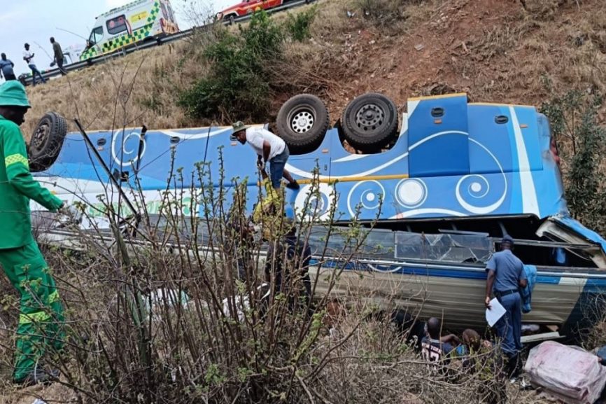 The scene of the Limpopo bus crash where President Mnangagwa has pledged full state support for victims.