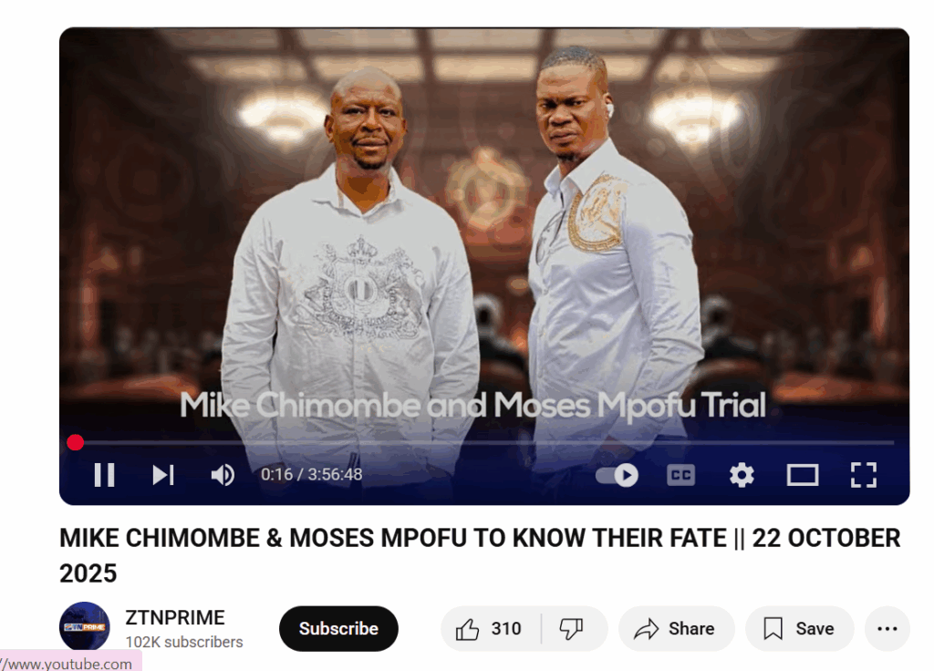 Mike Chimombe Trial
https://www.youtube.com/live/0RBcNlkVq8o?si=Yh4Yw85oe6GtY-ld