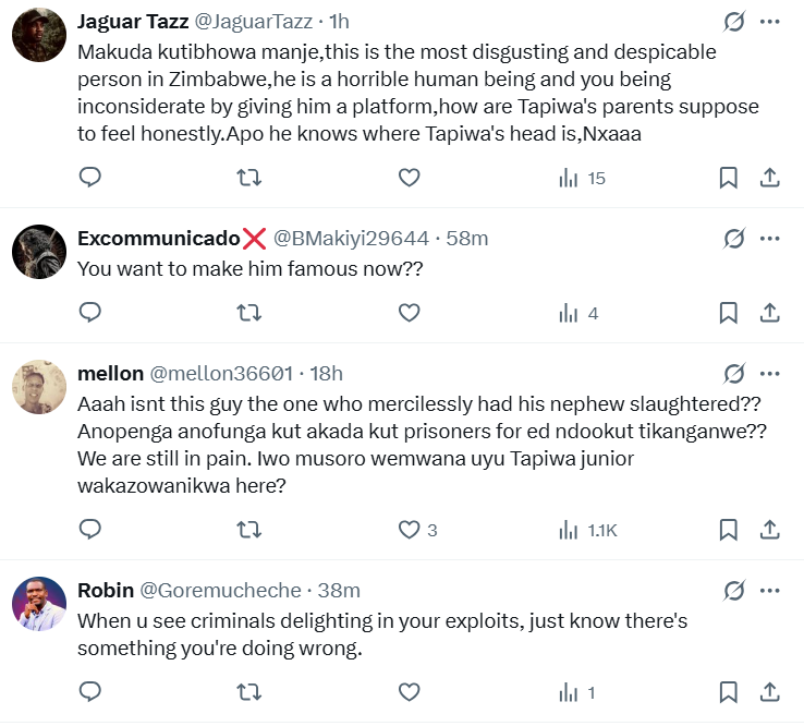 Tapiwa Makore Snr X comments