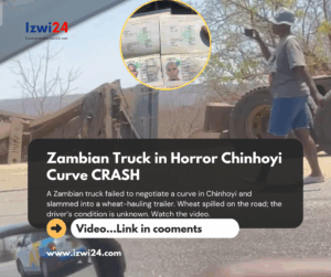 Zambian Truck Chinhoyi Crash scene with overturned trailer