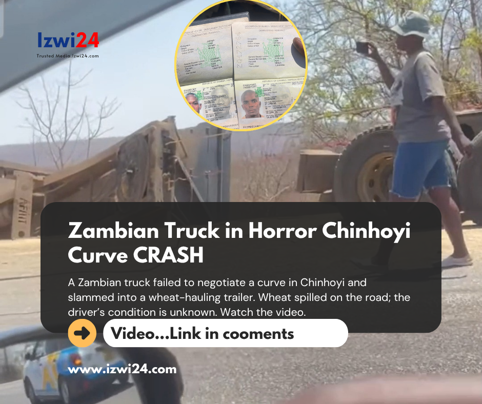 Zambian Truck Chinhoyi Crash scene with overturned trailer