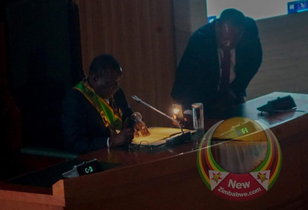 Mnangagwa uses a torch as power blackout interrupts SONA